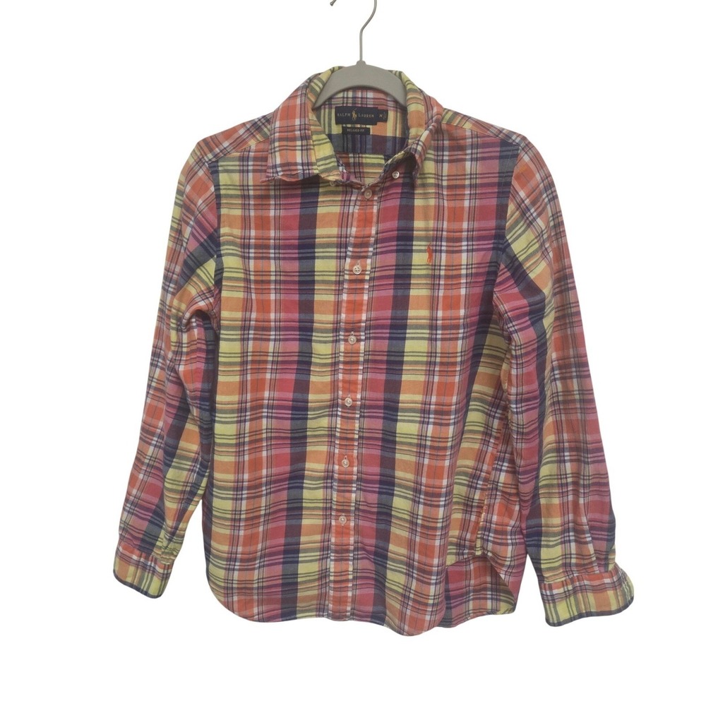 Ralph Lauren Mens‎ Plaid Relaxed Fit Long Sleeve Button Down Shirt Size M